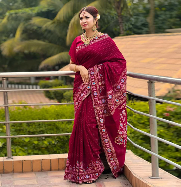 High Quality Screen Print Dhupian Silk Saree GM-322