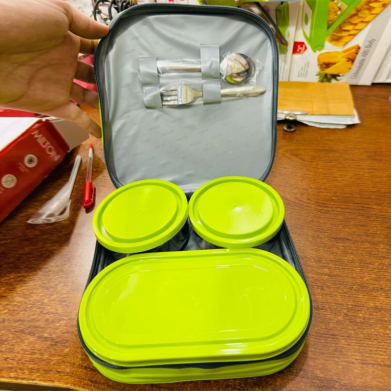 Lunch Box 2 Steel & 1 Microwave Safe Plastik Box