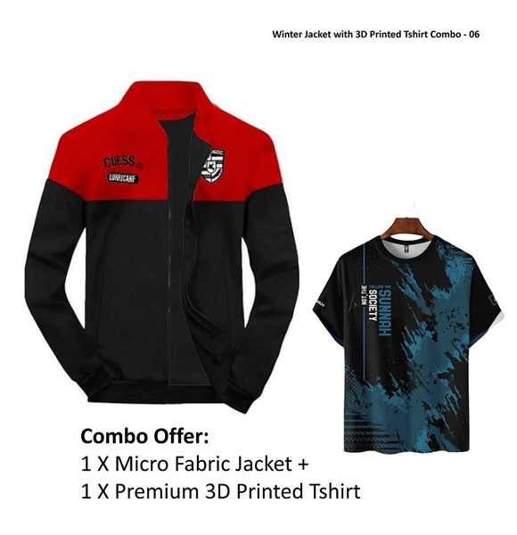Winter Jacket with 3D Printed Tshirt Combo - 06