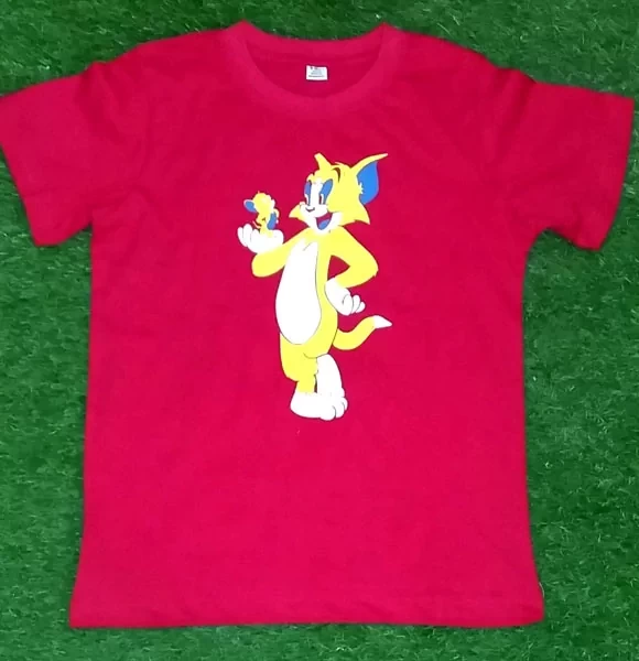 Solid Color Printed T-Shirt for 8-12 Years Boys