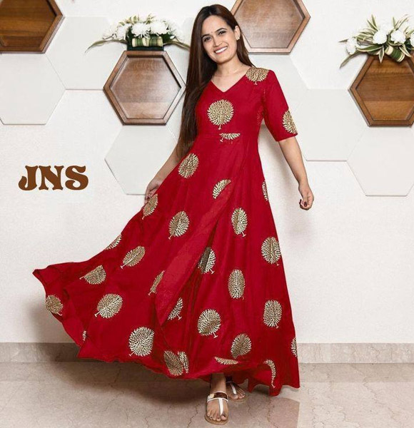 One Piece Readymade Kurti For Woman-Red