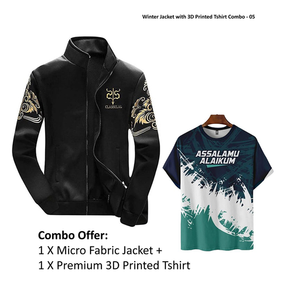 Winter Jacket with 3D Printed Tshirt Combo - 05