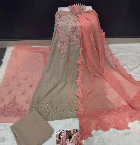 Indian Soft Georgette Unstitched Salwar Kameez 4pcs (CB)