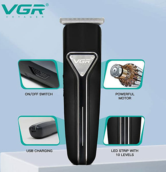 VGR V-008 Professional Rechargeable Hair Trimmer| Runtime: 120 min | (Black)