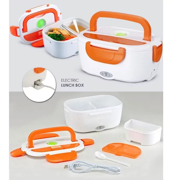 Portable Mini Electric (220V) Lunch Box || Stainless Steel Liner Double Insulation Heating Food Warmer Home Office Car Heater Rice Container