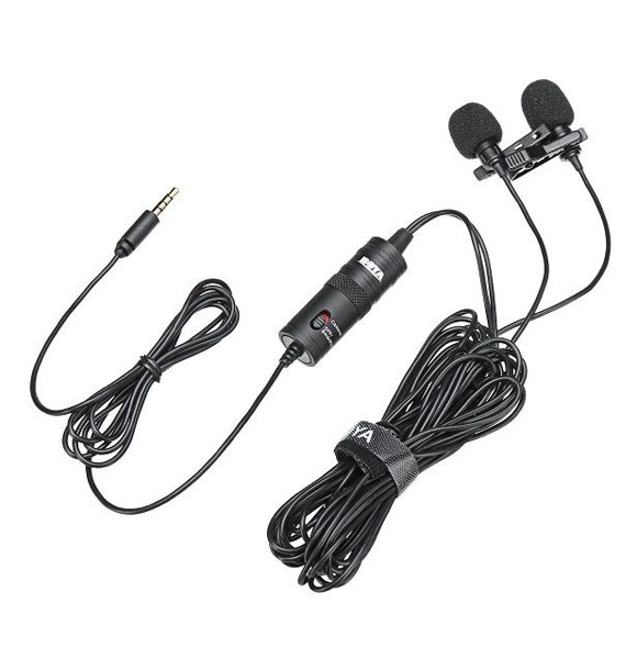 Original Boya Dual Clip Interview Microphone (BOYA M1DM) Best For 2 Person Recording Or Live Videos