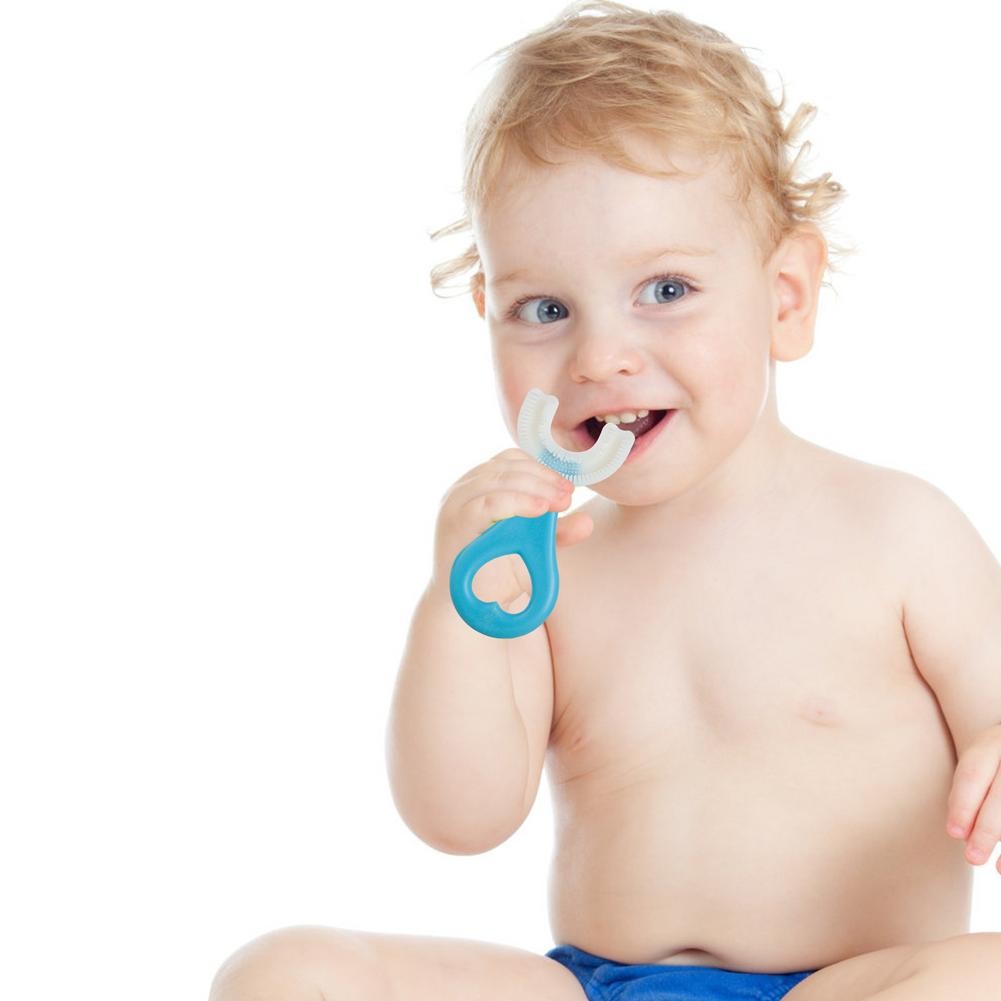 Children Toothbrush U-Shape Baby Toothbrush With Handle Silicone Oral Care Cleaning Brush For Kids Supplies (DS)