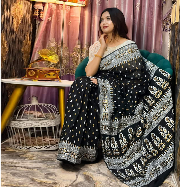 High Quality Screen Print Dhupian Silk Saree GM-324