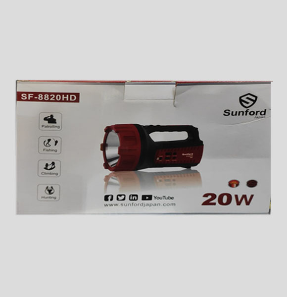 Sunford SF-8820HD 20W Rechargeable Search Light || 2000 Meters Range