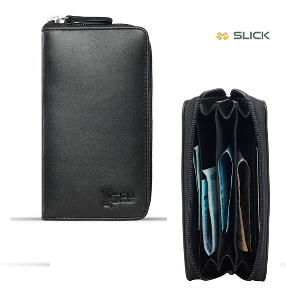 Black Semi Long Leather Wallet SB-W66