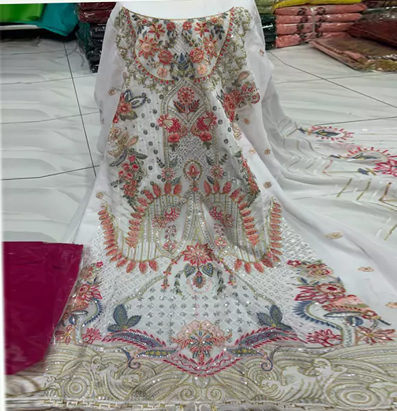 "Indian Soft Georgette Unstitched Salwar Kameez 4pcs" (CB)