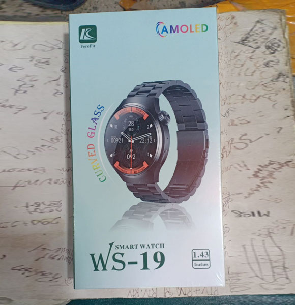 WS-19 Smartwatch 1.43inch Screen Amoled Bluetooth Call Messages Remding Health Blood Pressure Heart Rate Monitoring (RUB)