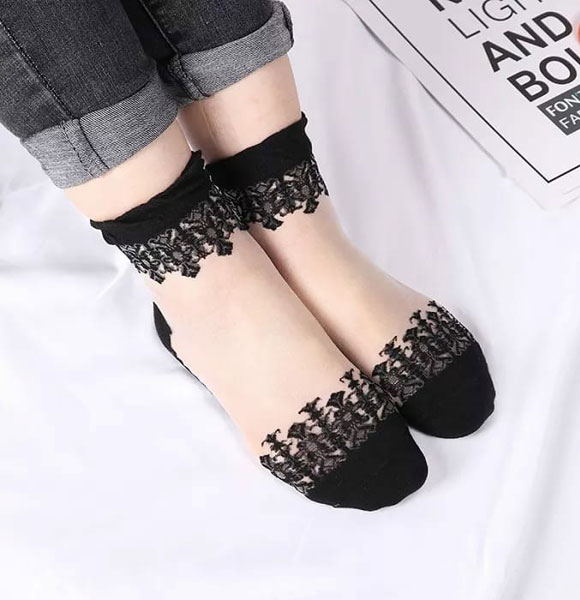 New Stylish Silk transparent super breathable soft Flower Socks For Girls No Ratings