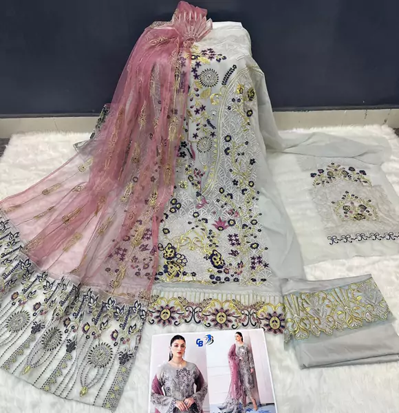 Indian Soft Georgette Unstitched Salwar Kameez 4pcs (CB)