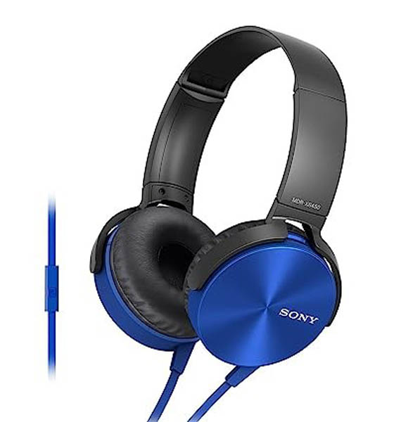 Sony Extra Bass MDR-XB450AP On-Ear Wired Headphones with Mic (Blue) {REPLICA} (RUB)