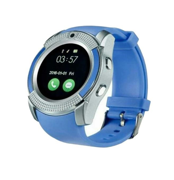 V8 Smart Watch Phone Call Bluetooth Support Watch-Blue (ANV)