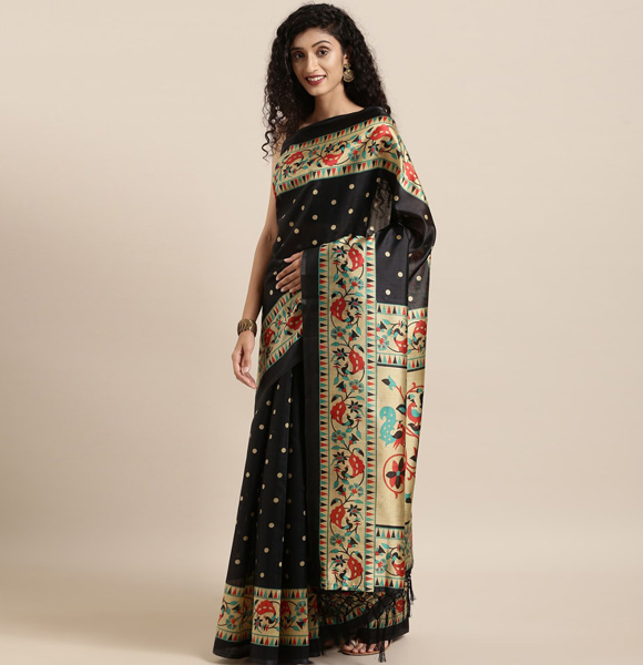 Gorgeous Silk Blend Printed Saree with Blouse GM-1177
