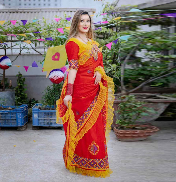 Half Silk High-Quality Block Printed Saree GM-199