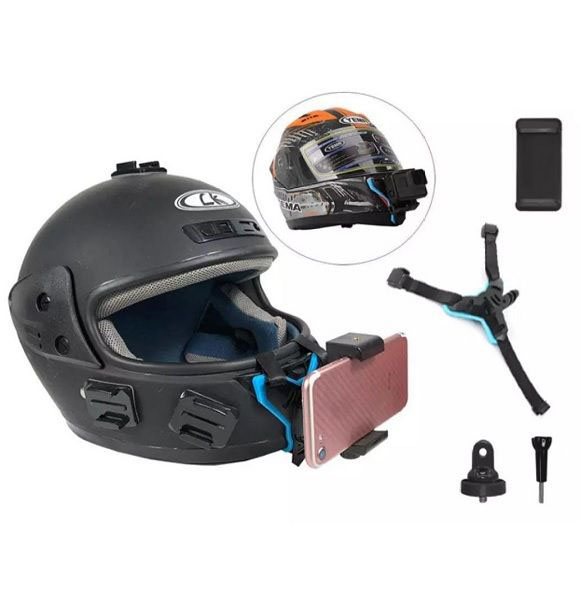 Helmet Chin Mount With Mobile Holder (Action Camera Mount +Mobile Mount)