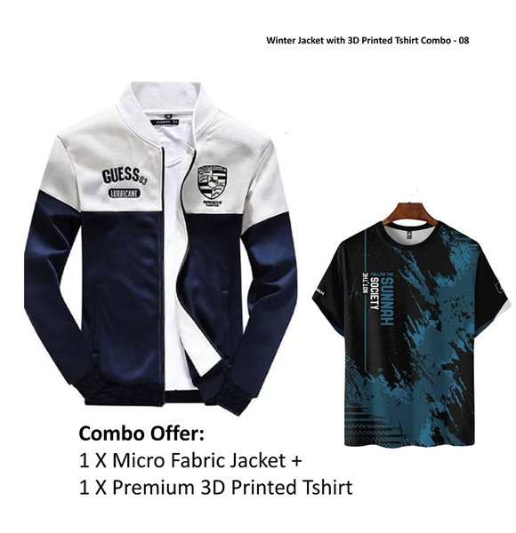 Winter Jacket with 3D Printed Tshirt Combo - 08