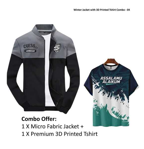 Winter Jacket with 3D Printed Tshirt Combo - 04