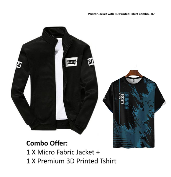 Winter Jacket with 3D Printed Tshirt Combo - 07