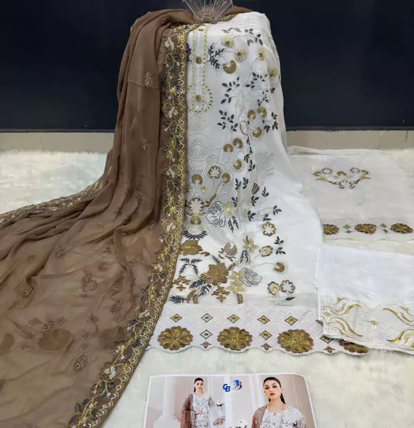Indian Soft Georgette Unstitched Salwar Kameez 4pcs (CB)